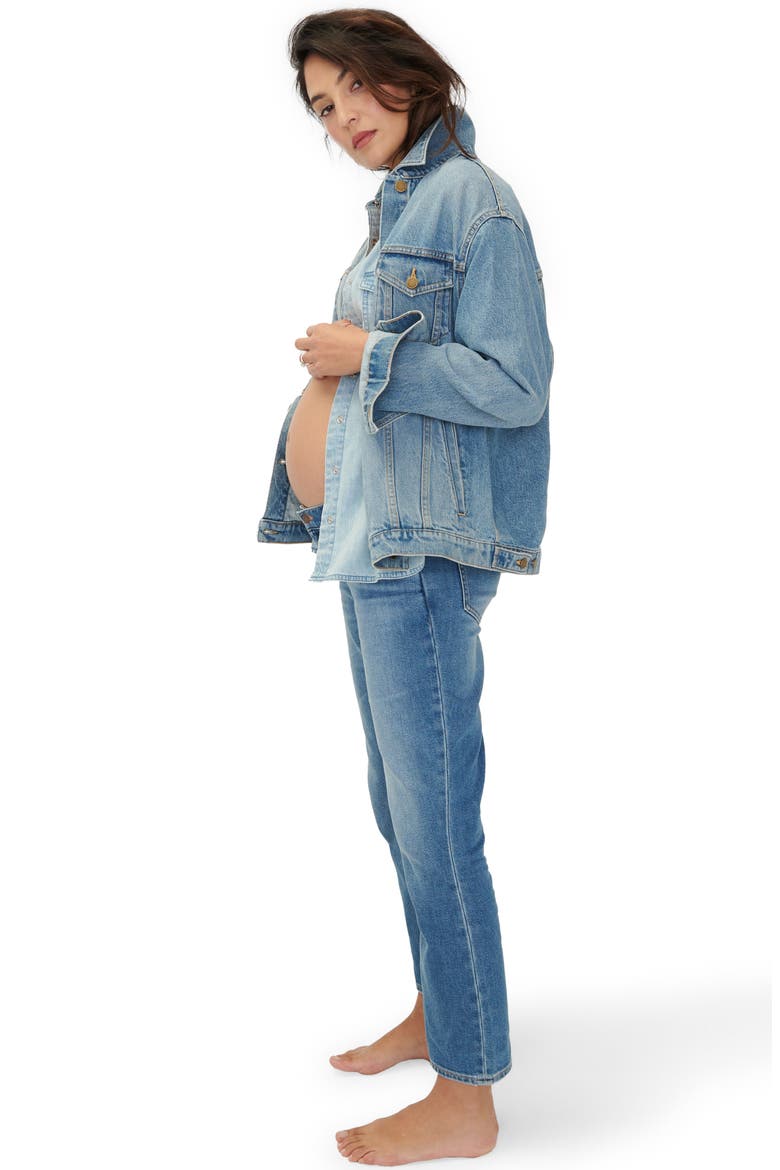 The Classic Maternity Jean Jacket, Alternate, color, LIGHT WASH
