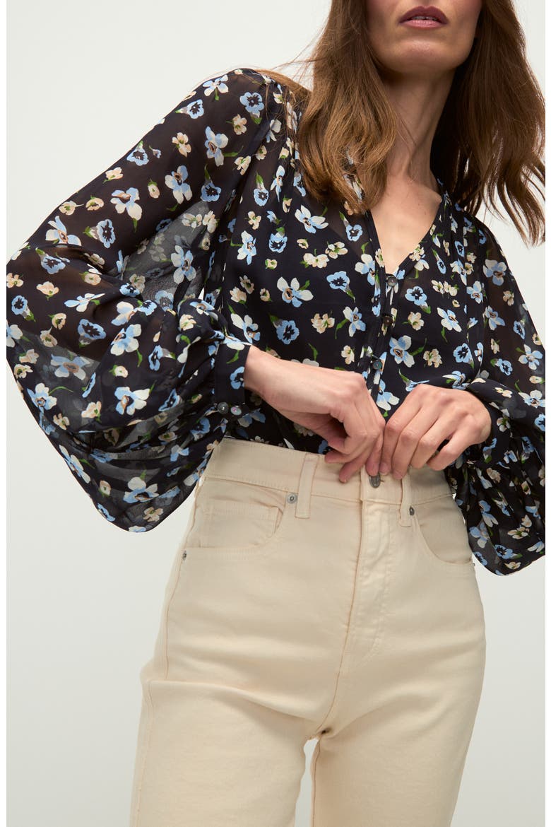 Alec Floral Silk Chiffon Button-Up Shirt, Main, color, NAVY MULTI