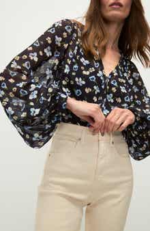 Veronica Beard Alec Floral Silk Chiffon Button-Up Shirt