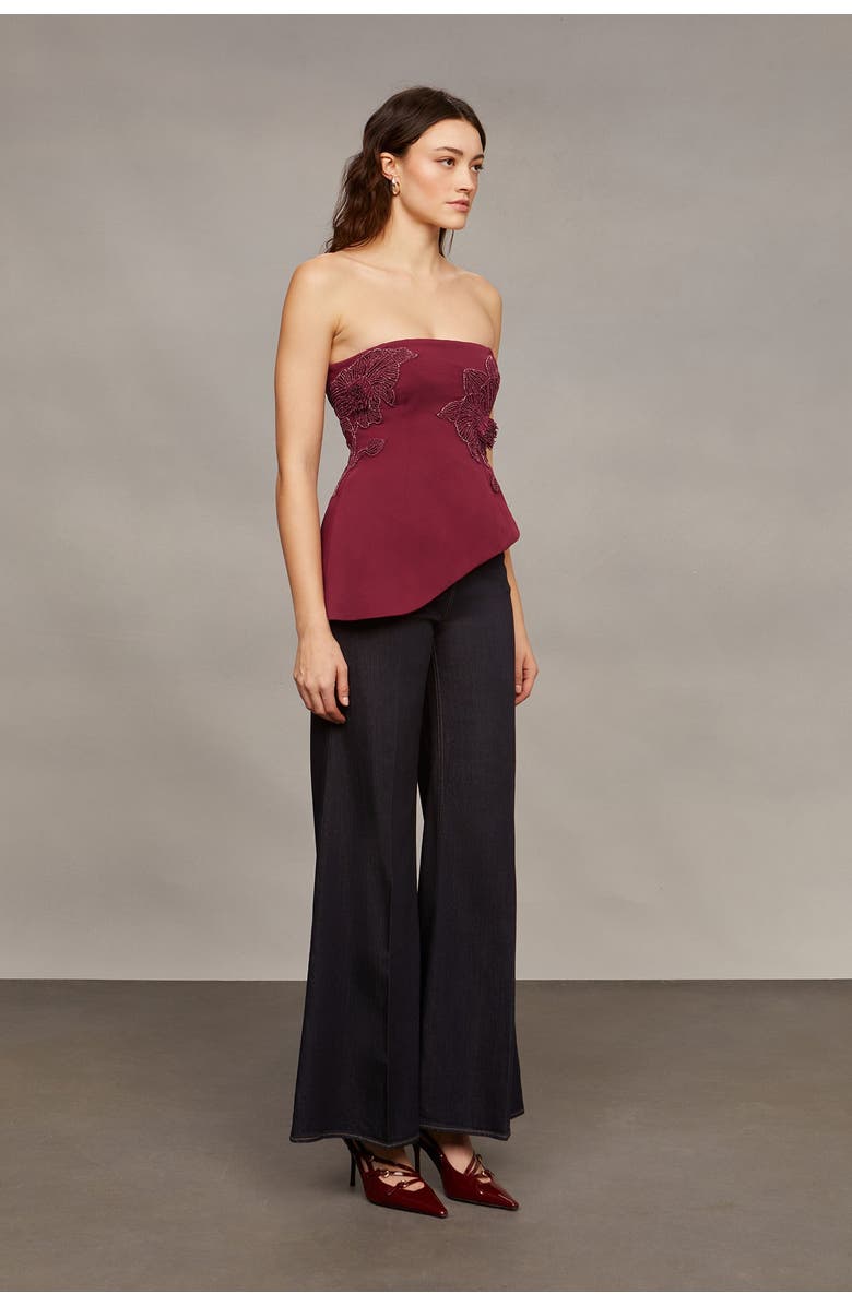 AMUR Ardell Beaded Floral Top, Alternate, color, Pinot Noir