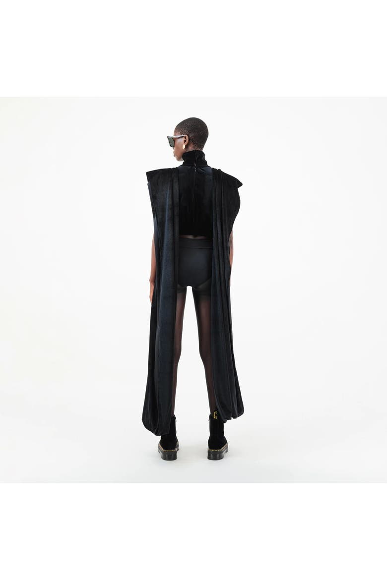Velvet Agbada Sleeves Crop Top, Alternate, color, Black