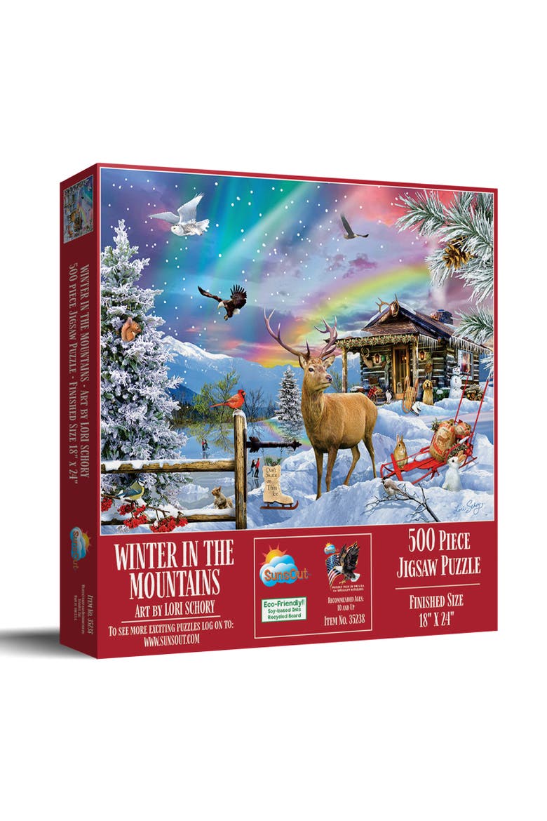 Winter in the Mountains 500 piece Jigsaw Puzzle for Adults, Main, color, Multicolor