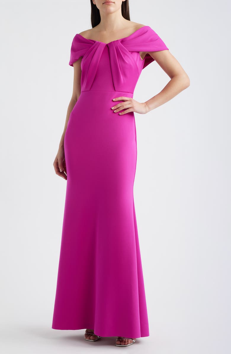 Eliza J Pleated Off the Shoulder Mermaid Gown, Main, color, 