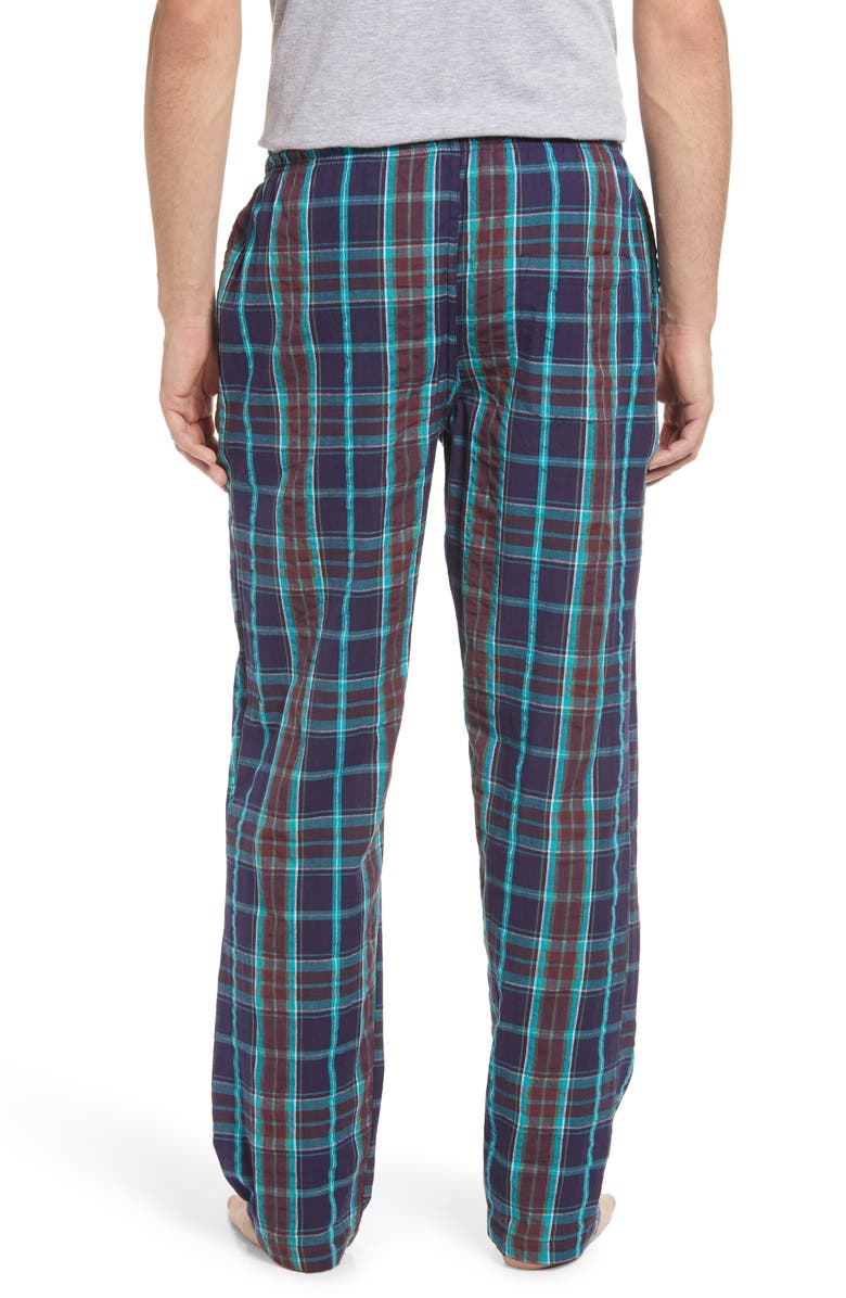 Majestic International Saltwater Plaid Seersucker Pajama Pants, Alternate, color, 