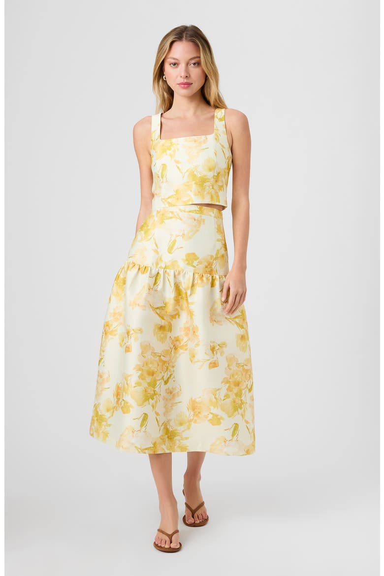 Sophie Floral Sleeveless Taffeta Crop Top, Alternate, color, DAISY YELLOW SOPHIE FLOWER