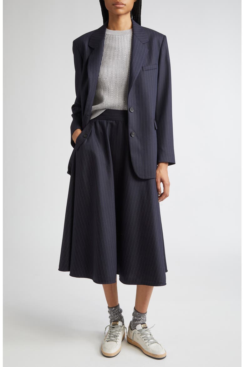 Journey Pinstripe Wool Blend Blazer, Alternate, color, DARK NAVY