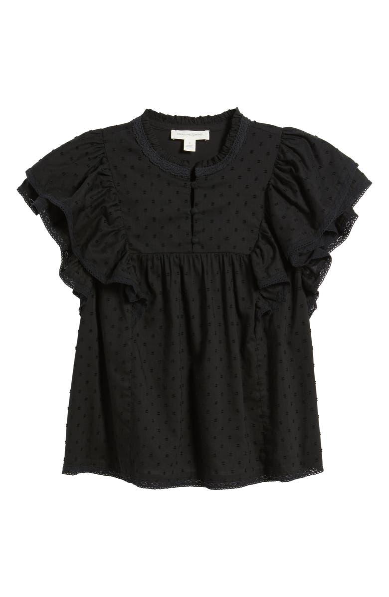 Treasure & Bond Ruffle Sleeve Clip Dot Top, Alternate, color, Black