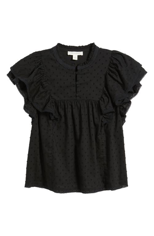 Treasure & Bond Ruffle Sleeve Clip Dot Top In Black