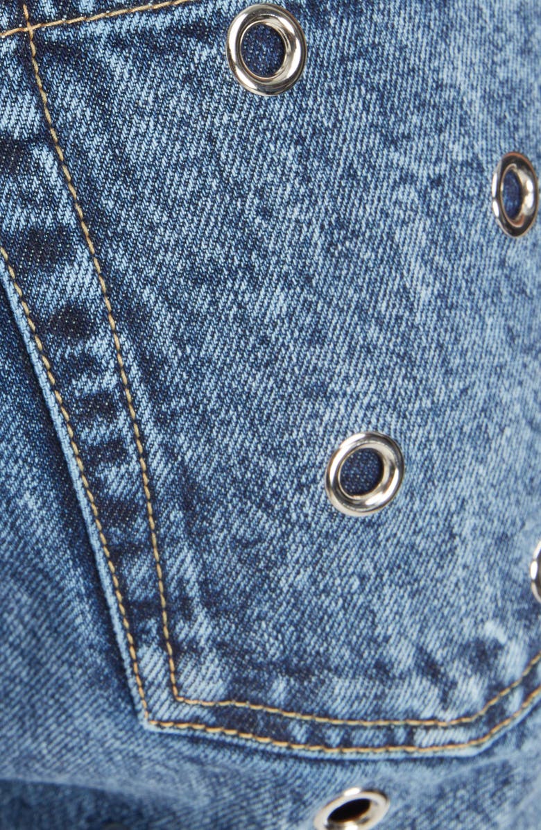 Alaïa High Waist Crop Eyelet Rigid Jeans, Alternate, color, 