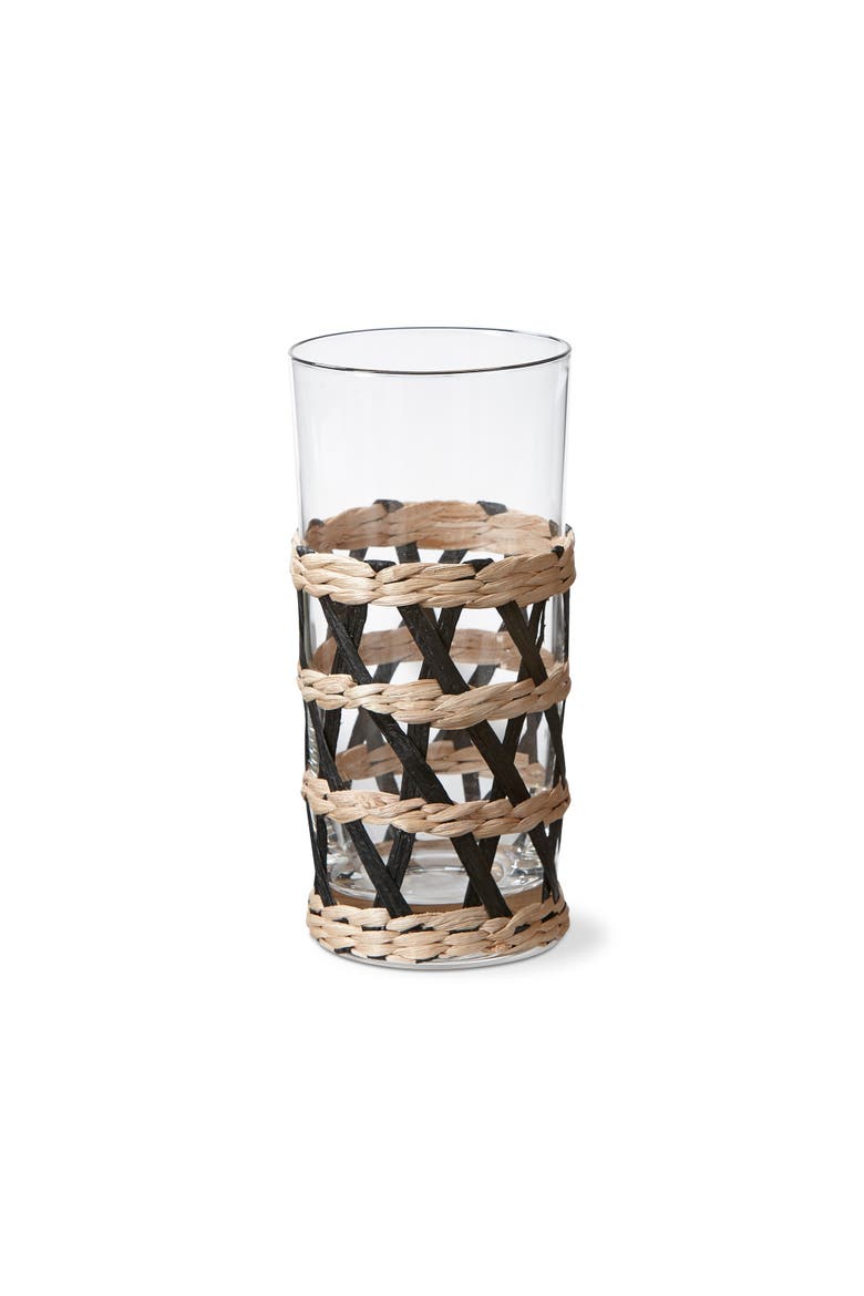 Island Collection Clear High Ball Glasses with Cattail Sleeves, Alternate, color, Black