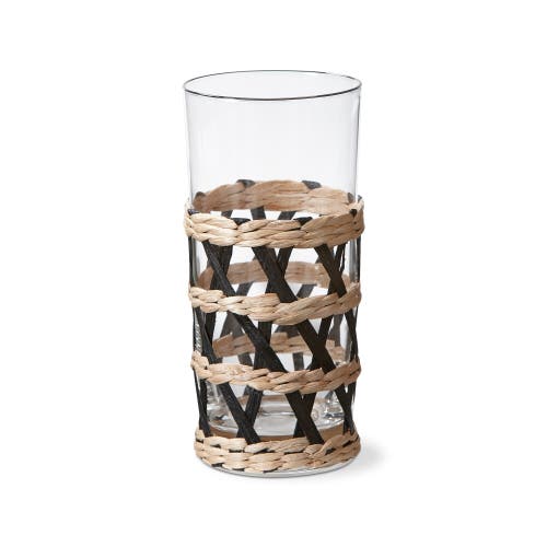 Tag Island Collection Clear High Ball Glass With Cattail Sleeve In Multi