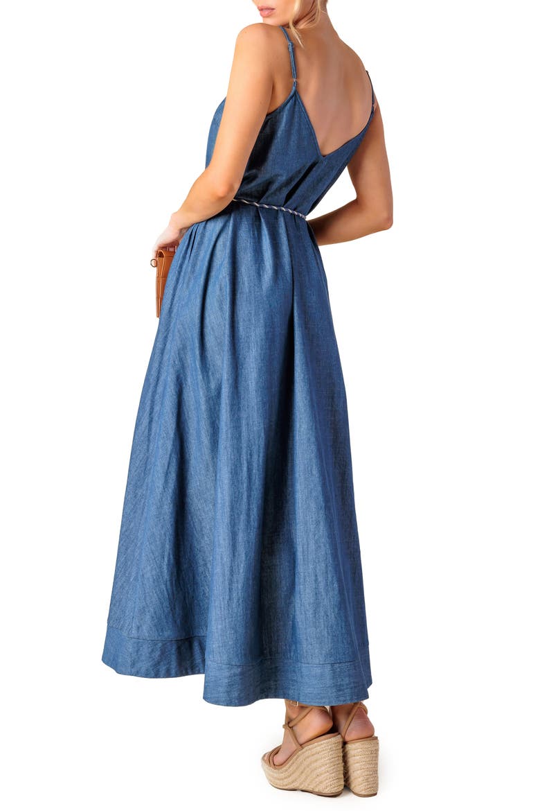 Denim Midi Sundress, Alternate, color, MEDIUM INDIGO