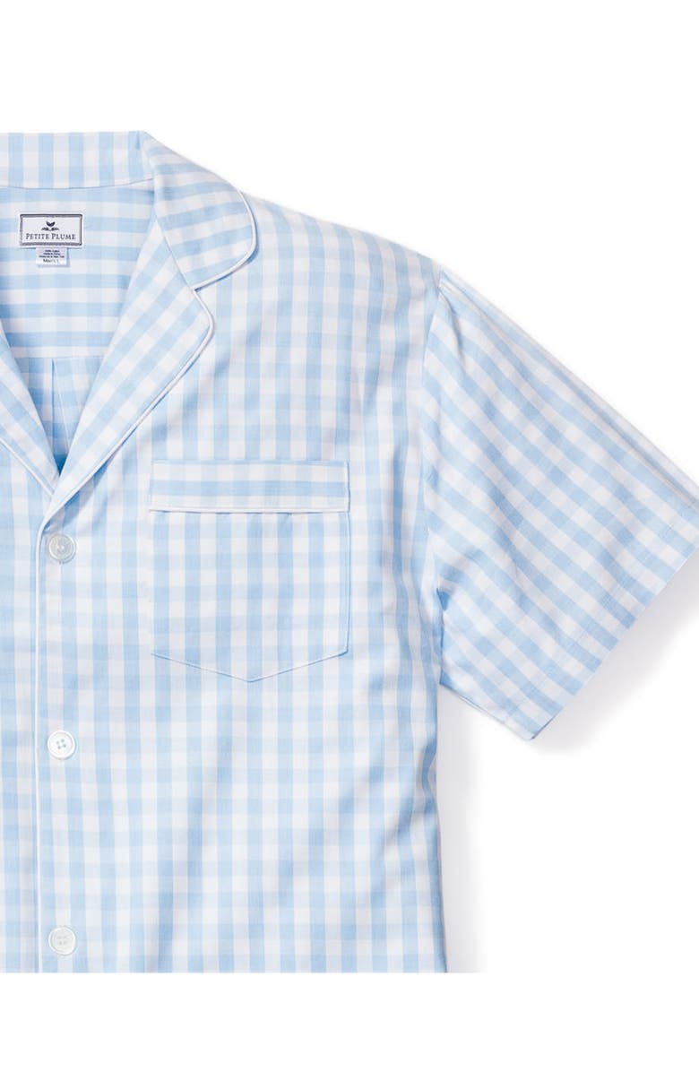 Petite Plume Gingham Cotton Short Pajamas, Alternate, color, Blue