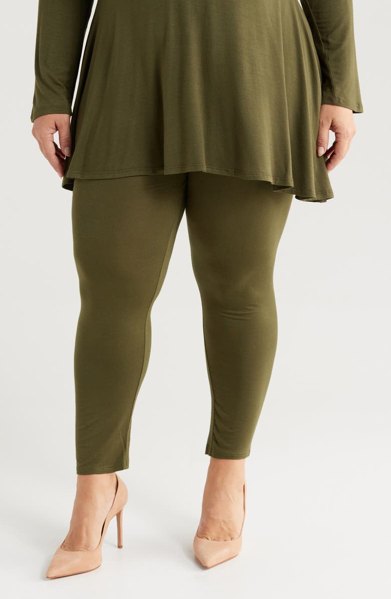 24seven Comfort Apparel Comfortable Ankle Leggings, Main, color, Olive