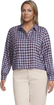Lands' End Plus Size Cropped Flannel Shirt