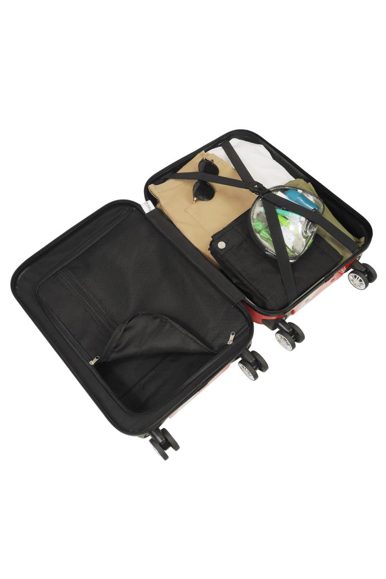 21 Inch Spinner Rolling Luggage Suitcase, Upright Poly-Carbonate Plastic Hard Cases, Alternate, color, MULTI COLOR