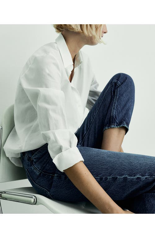 Mango Mom2000 High Waist Straight Leg Jeans In Dark Blue