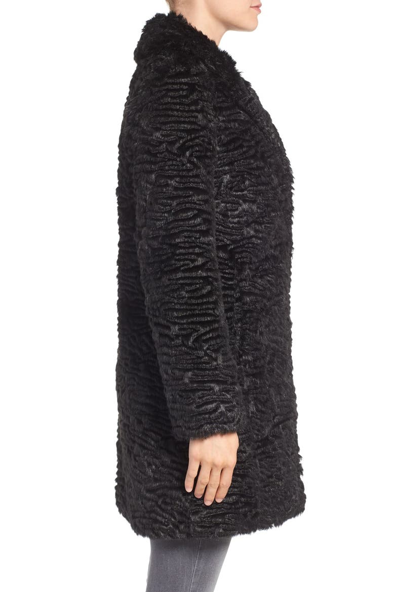 Faux Persian Lamb Coat, Alternate, color, BLACK