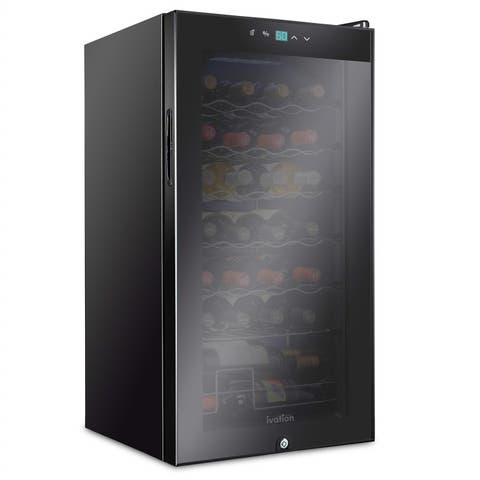 28 Bottle Compressor Wine Refrigerator, Freestanding Wine Cooler with Lock