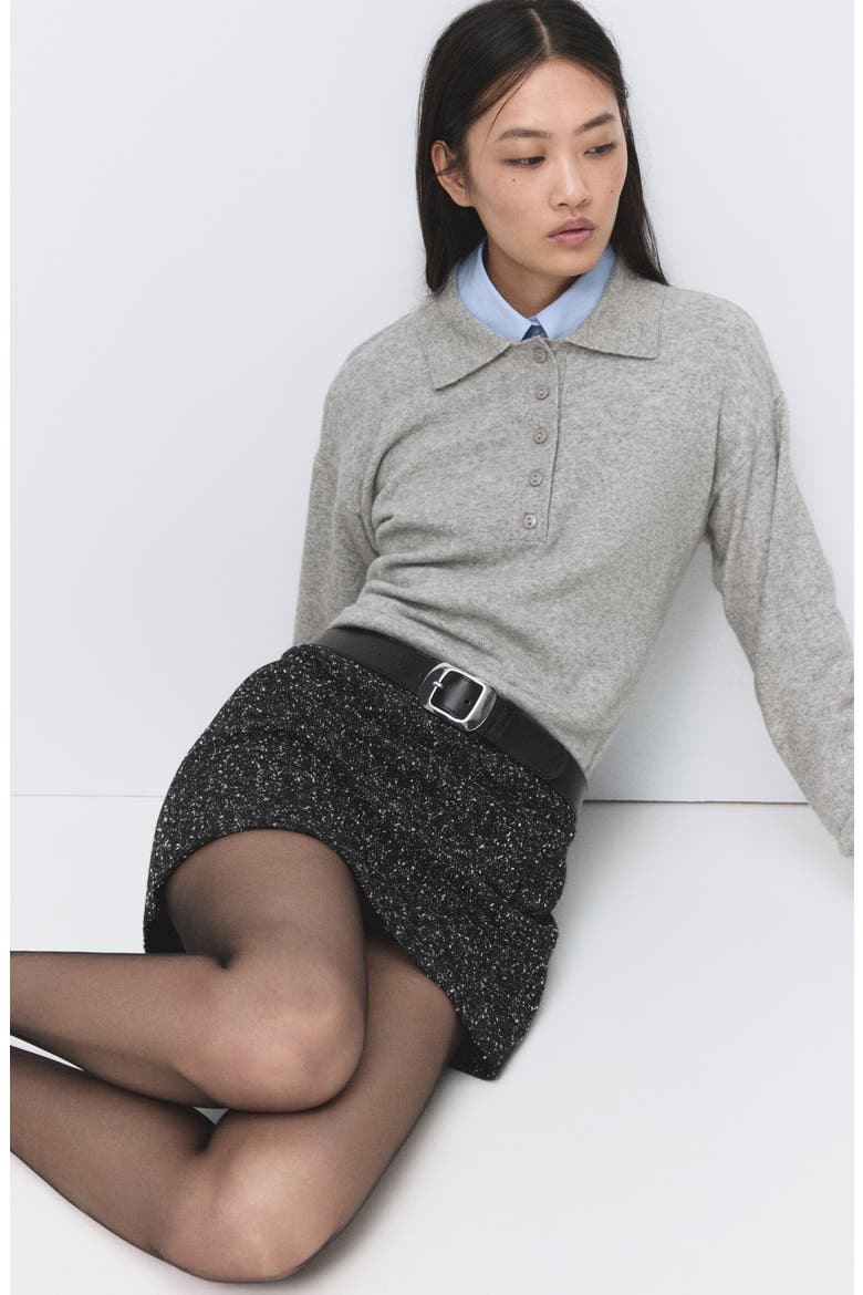 Fleck Knit Skirt, Alternate, color, BLACK