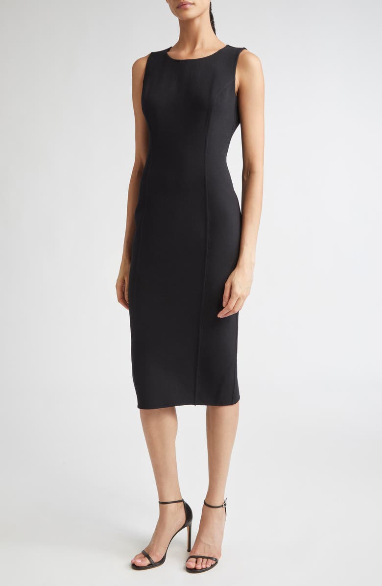 Michael Kors Collection Double Face Stretch Crepe Sheath Dress, Main, color, Black
