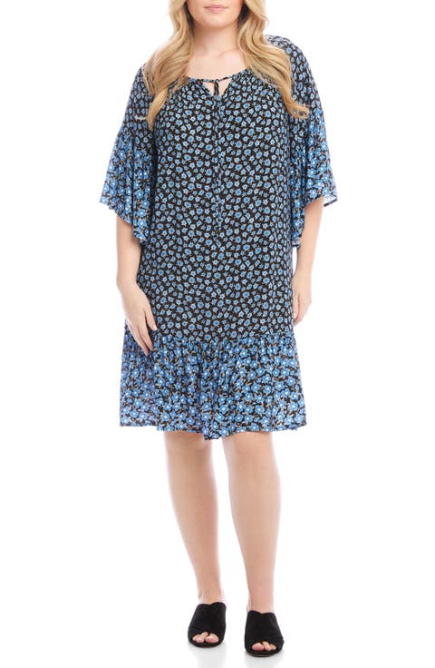 Floral Ruffle Hem Dress (Plus)