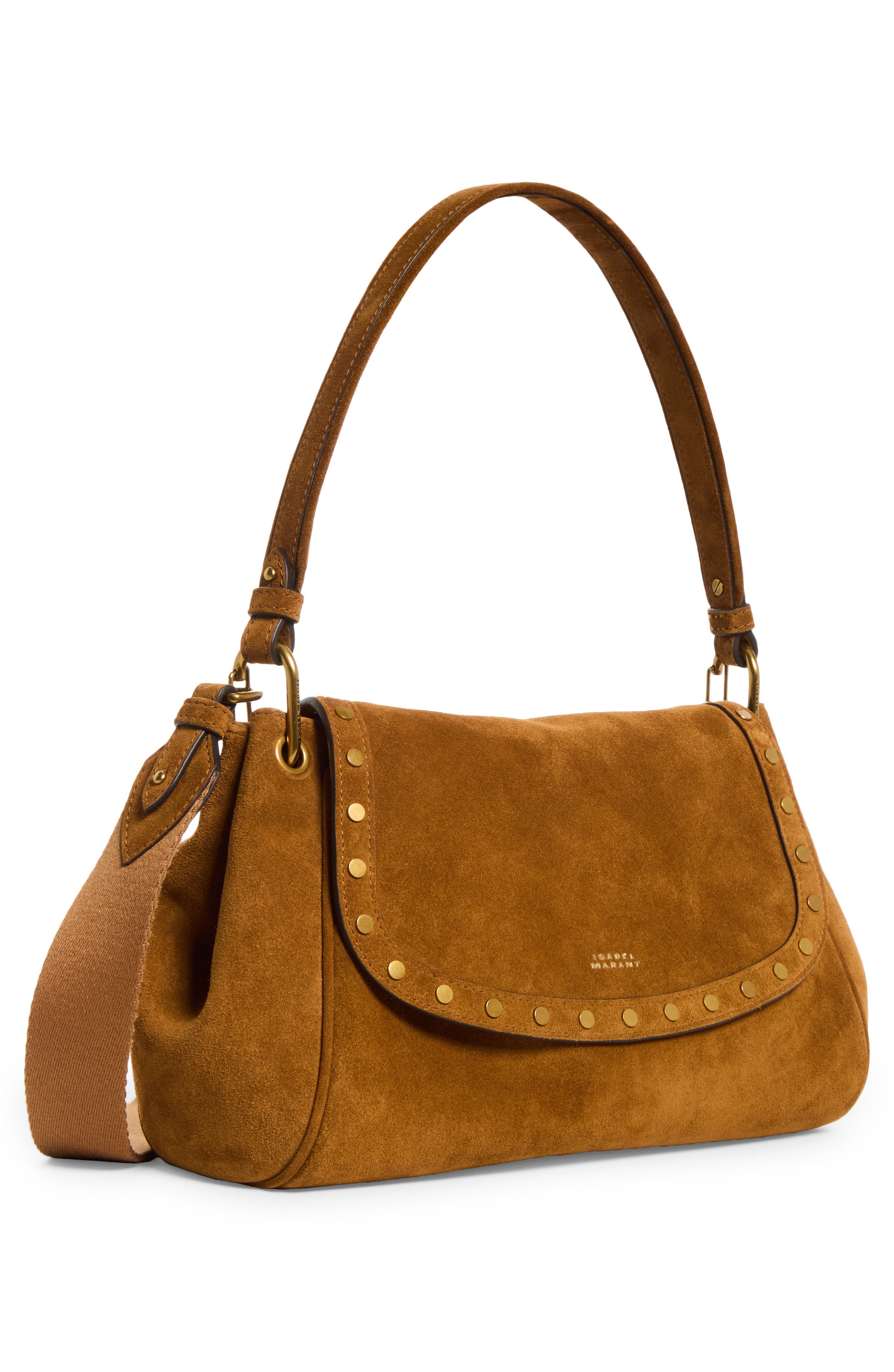 Chany Studded Leather Shoulder Bag, Alternate, color, COGNAC 50CO
