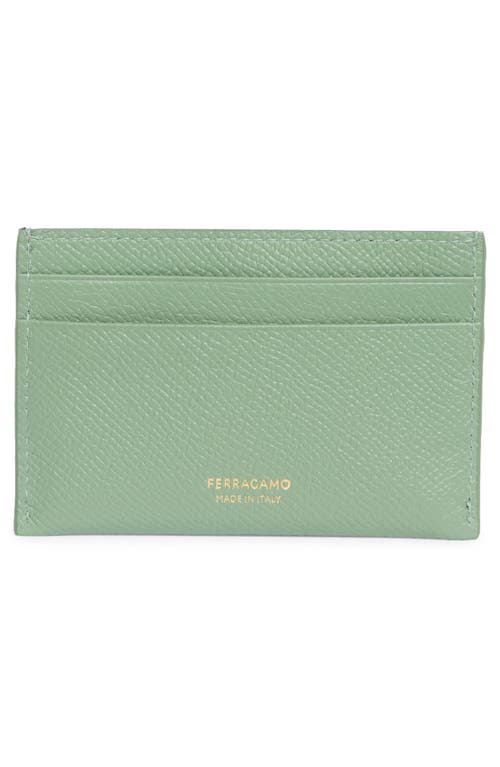 Ferragamo Gancini Leather Card Case In Green