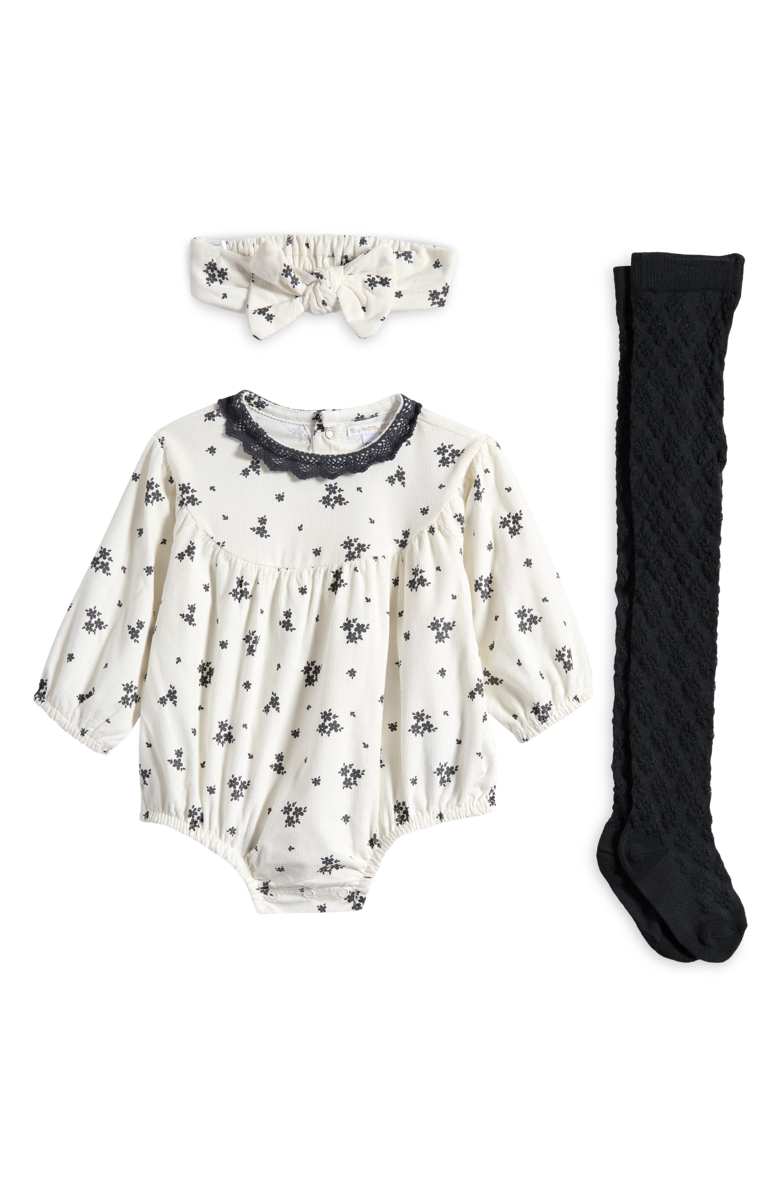 Rachel Zoe Corduroy Romper, Tights & Headband Set