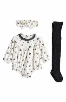 Rachel Zoe Corduroy Romper, Tights & Headband Set
