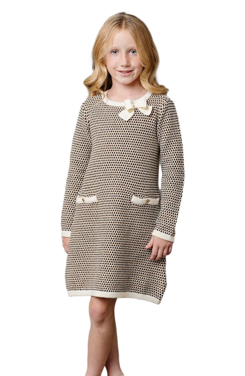 Hope & Henry Girls' Organic Tweed Bow Sweater Dress, Kids, Alternate, color, 