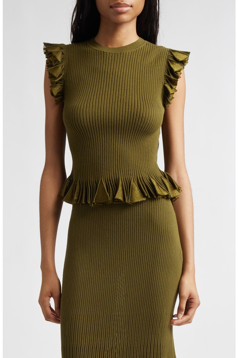 Leila Ruffle Cap Sleeve Sweater, Main, color, OLIVE