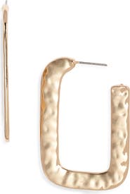 Open Edit Watery Rectangular Hoop Earrings