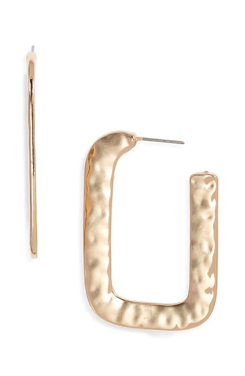 Open Edit Watery Rectangular Hoop Earrings In Gold