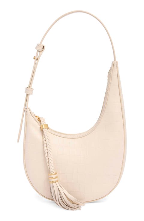 Small River Croc Embossed Hobo Bag