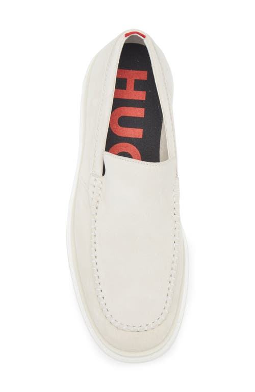 Hugo Boss Beige Moc Toe Loafers In White