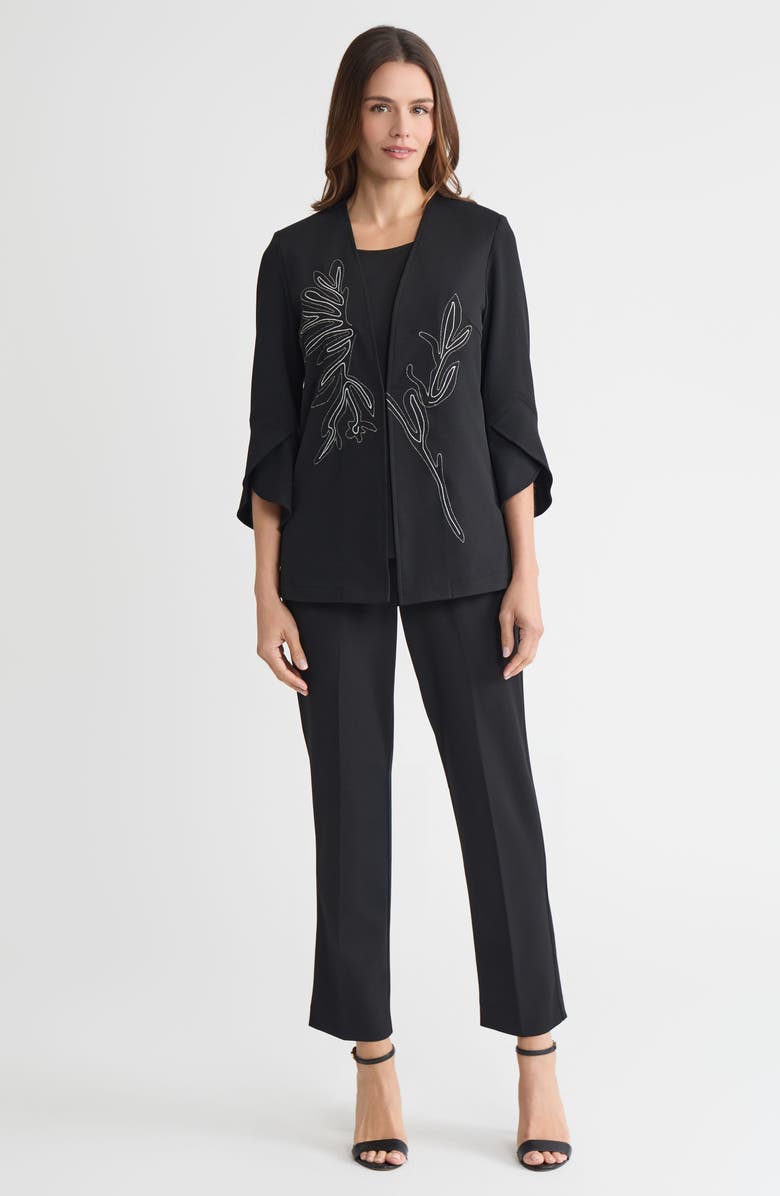 Ming Wang Heritage Embroidered Stretch Deco Crepe Jacket, Alternate, color, Black