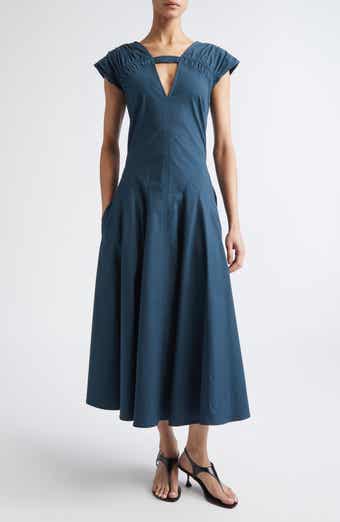 Manoela Ruched Cotton Stretch Poplin Dress