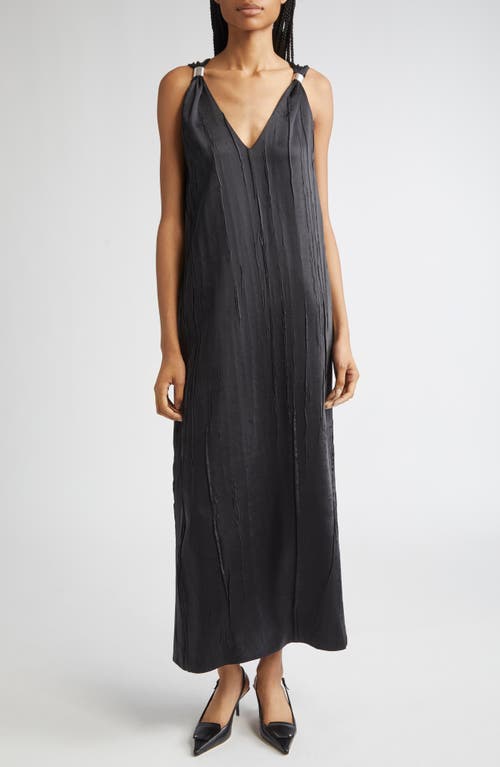 Brandon Maxwell The Keke Embellished Crinkled-satin Midi Dress In Gray