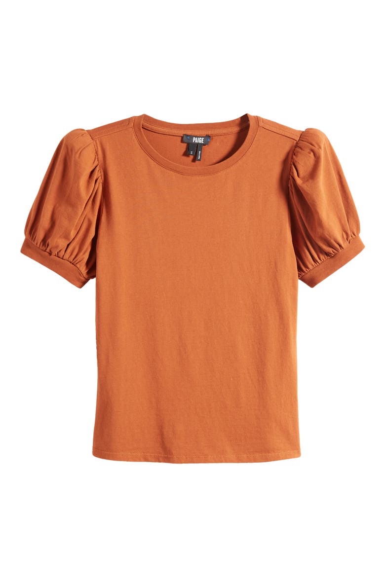 Matcha Puff Sleeve T-Shirt, Alternate, color, BURNT TERRACOTTA