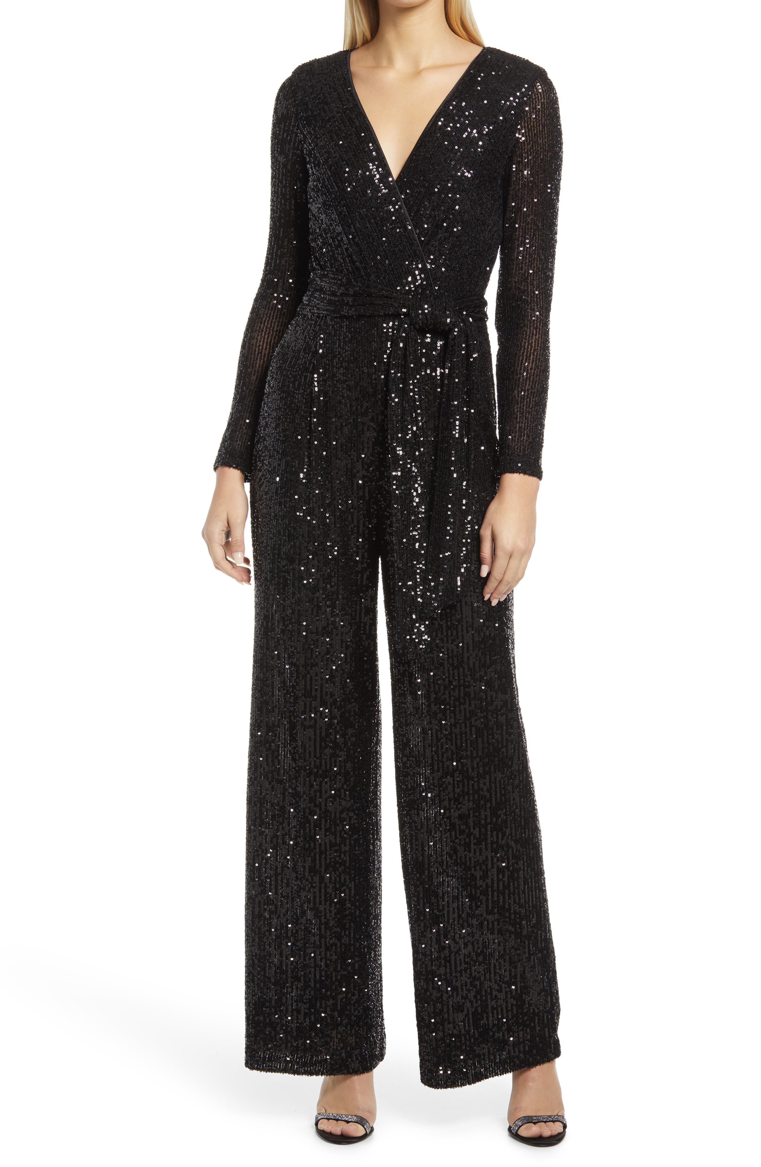 Long Sleeve Sequin Jumpsuit