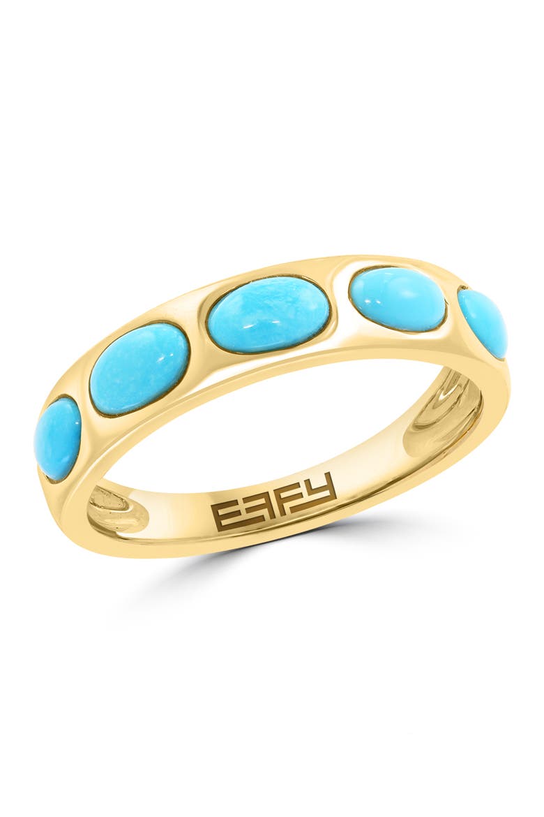 14K Yellow Gold Turquoise Cabochon Band Ring, Main, color, 14K Gold