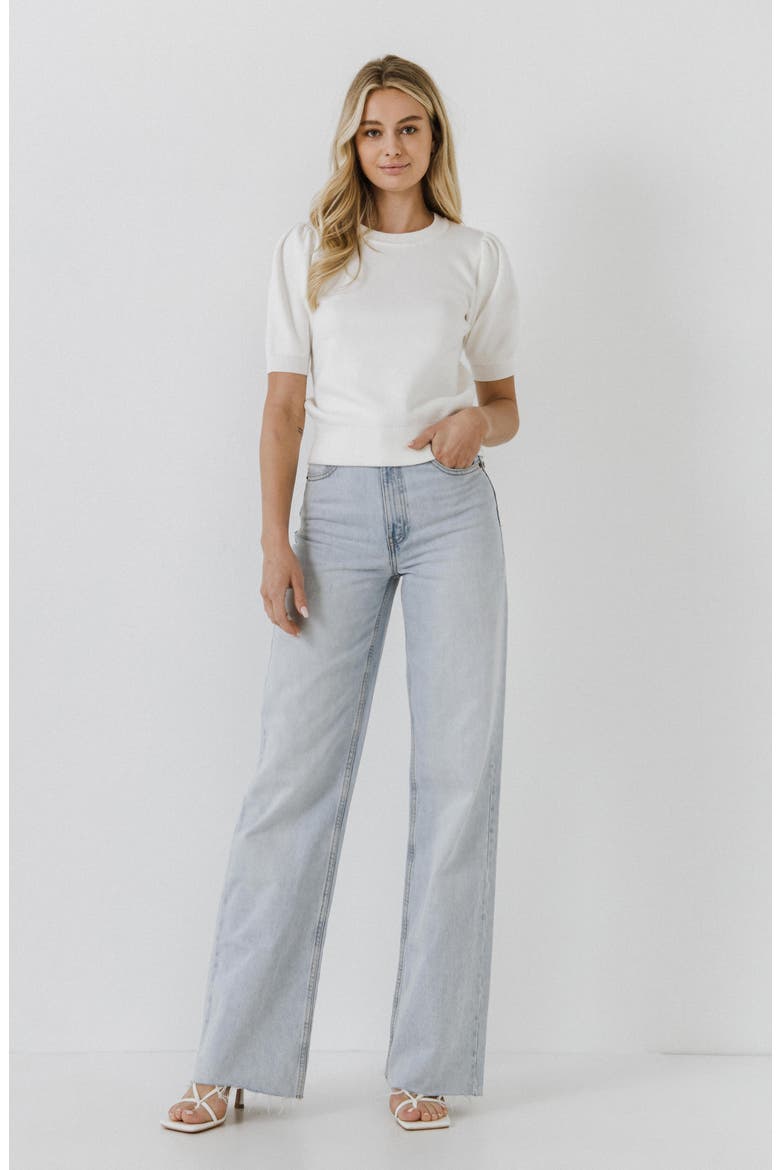 Puff Sleeve Sweater, Alternate, color, CREAM