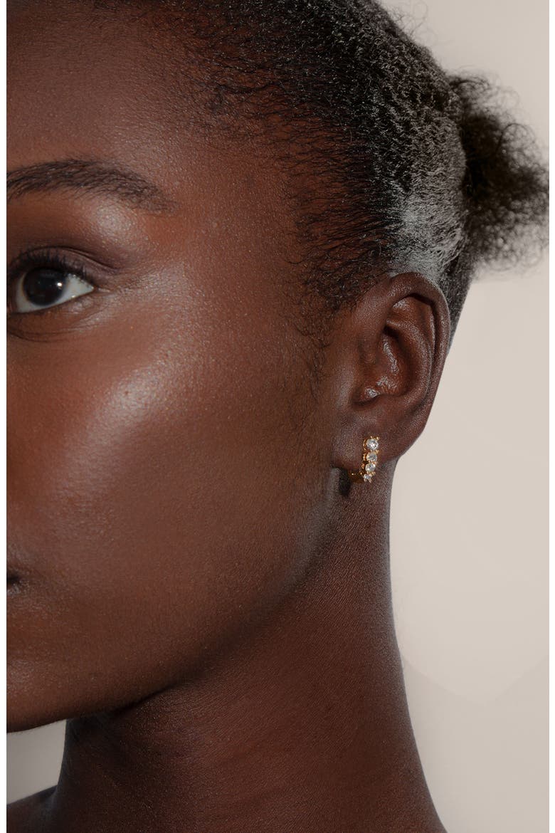Marlo Mini Crystal Hoop Earrings In Gold, Alternate, color, Gold