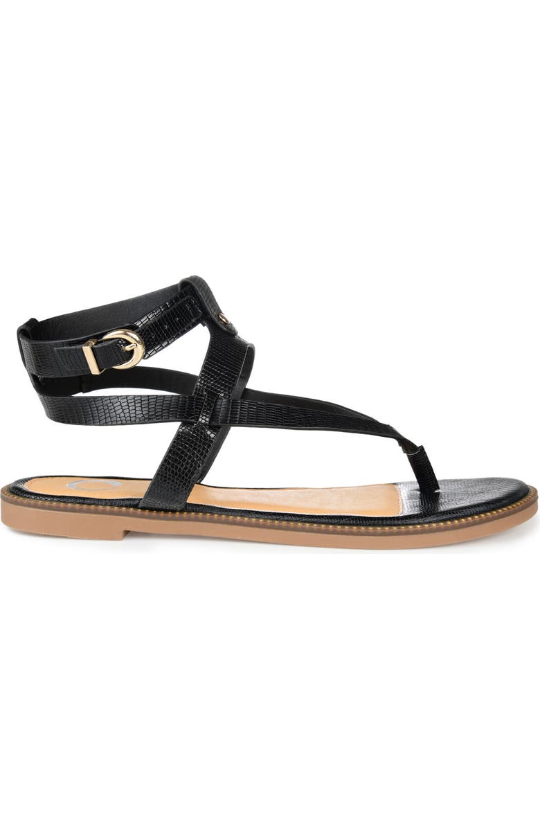 Journee Collection Tangie Snake Embossed Strappy Sandal, Alternate, color, Black