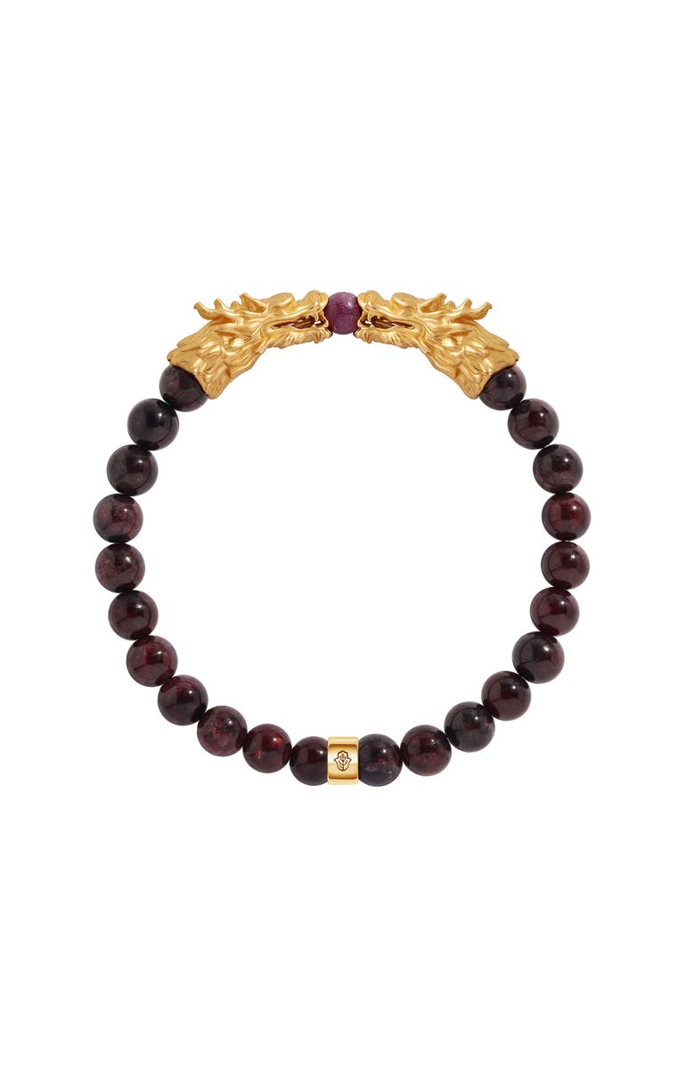 Karma and Luck Dragonfire Harmony Garnet & Ruby Bracelet, Main, color, Burgundy/Gold
