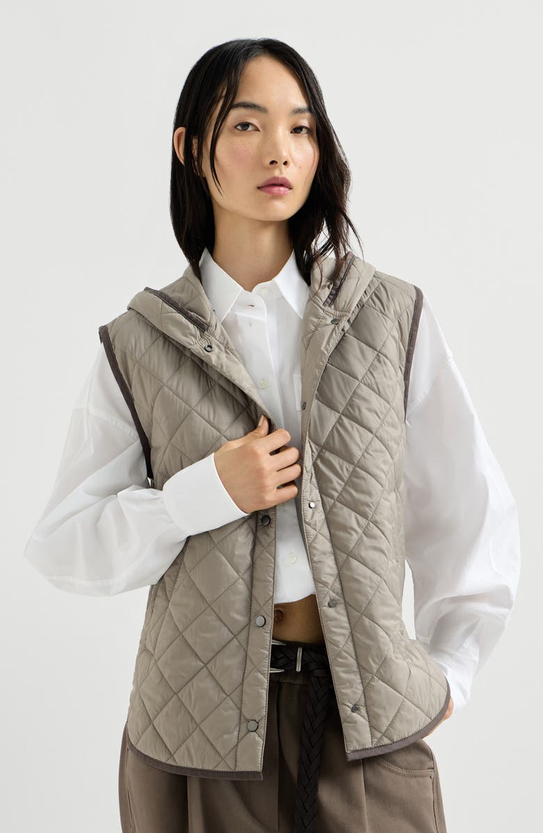 Brunello Cucinelli Vest with Thermore<sup>®</sup> padding, Alternate, color, Light Brown