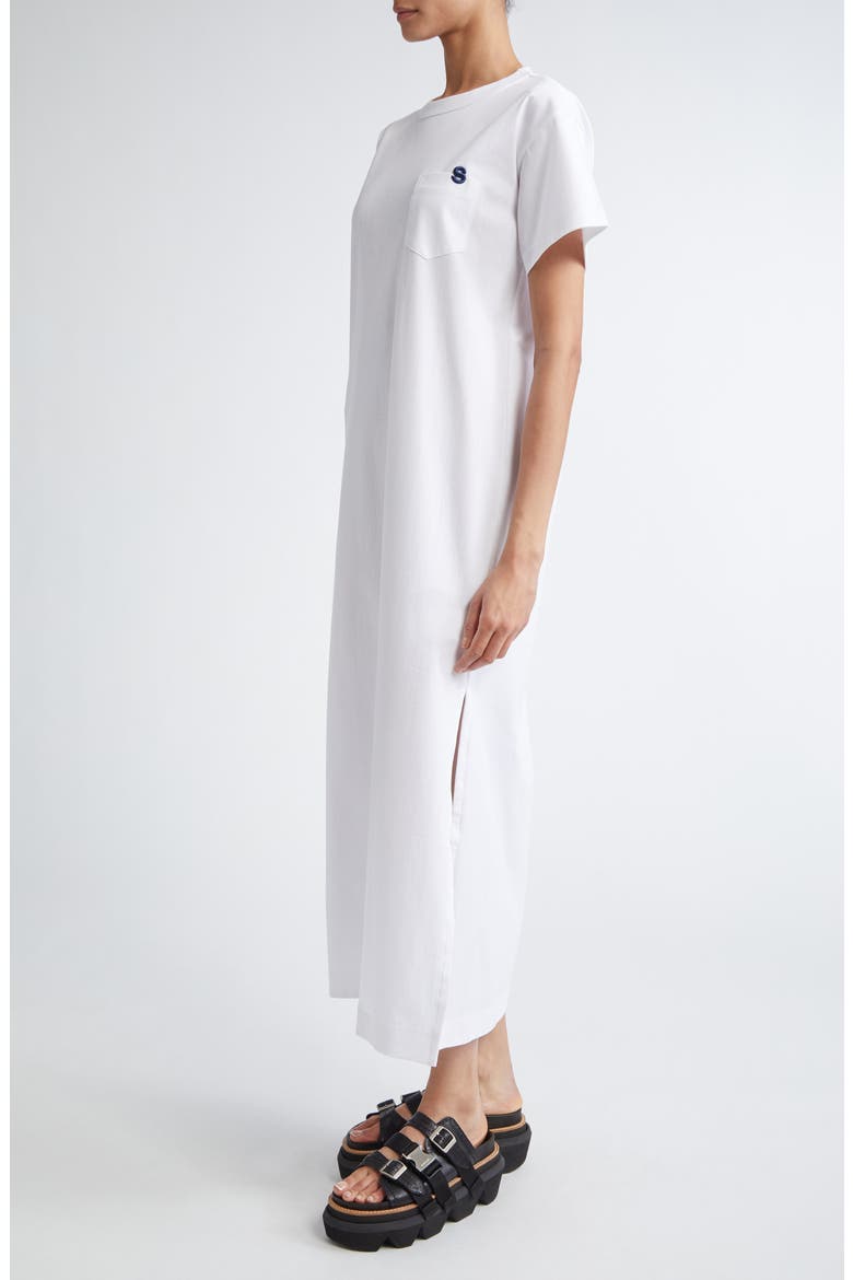 Embroidered Logo Jersey T-Shirt Dress, Alternate, color, WHITE 101
