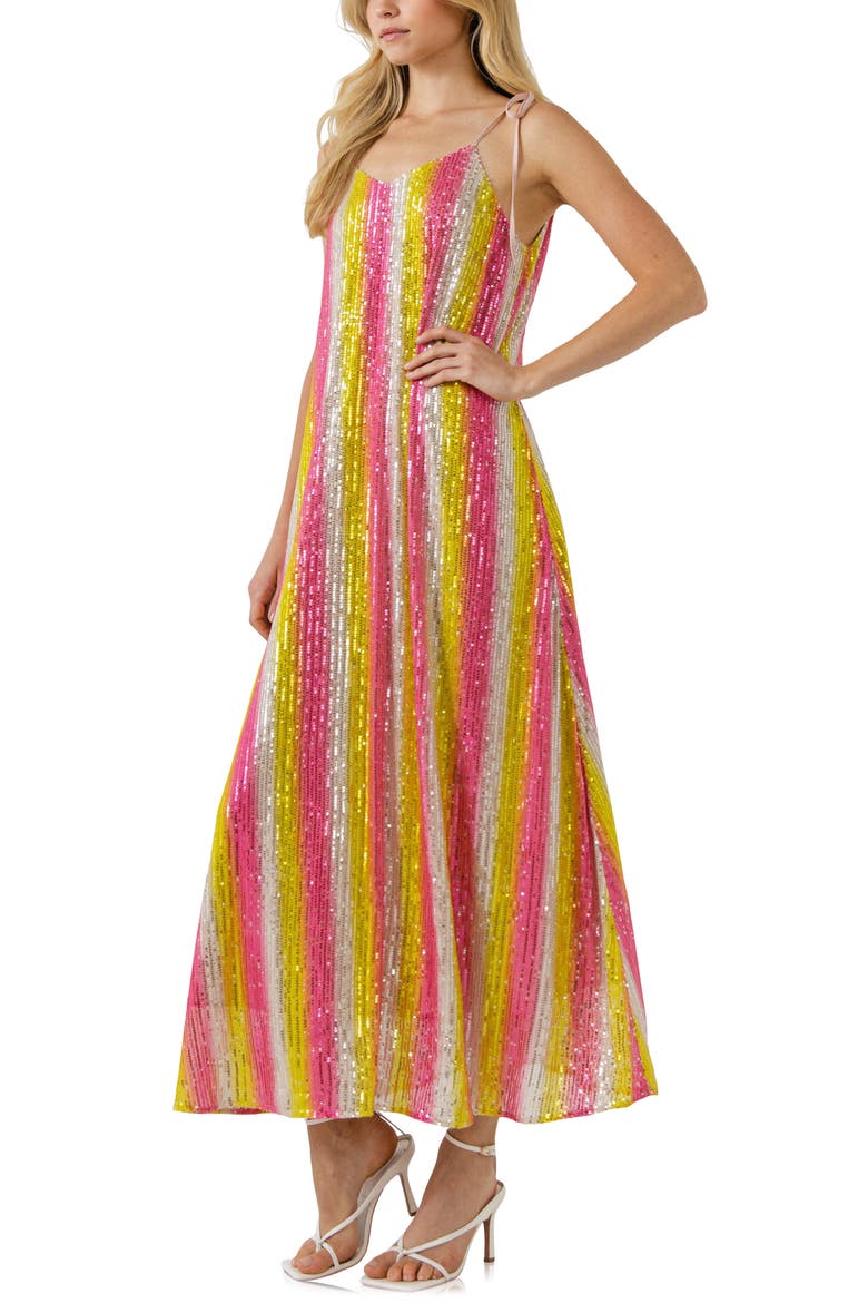 Stripe Sequin Maxi Dress, Alternate, color, MULTI
