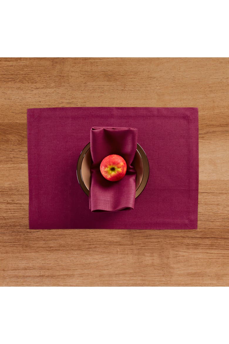 Linen Placemats Set of 4, 14 x 19" - Diana, Alternate, color, Beet